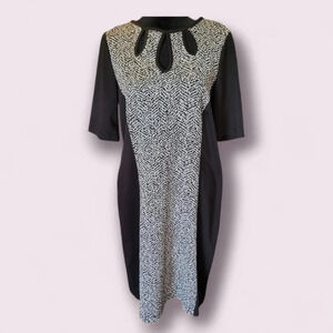 NWOT Perceptions NY Short-Sleeve Midi Cut-Out Animal Print Dress Women's Size 8